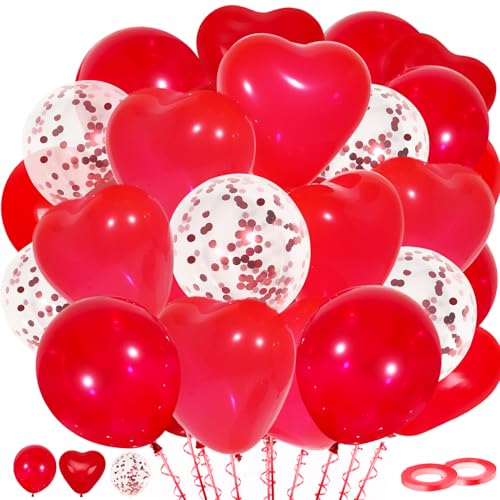 Rote Ballone, 60-Pack-rote Latexballone Rote Herz-Ballone und rote Konfetti-Ballone mit rotem Band für Geburtstag Graduierung Baby Dusche Valentines Weihnachten Hochzeit Party Dekorationen Rote Ballone, 60-Pack-rote Latexballone Rote Herz-Ballone und rote Konfetti-Ballone mit rotem Band für Geburtstag Graduierung Baby Dusche Valentines Weihnachten Hochzeit Party Dekorationen von Trivunpis