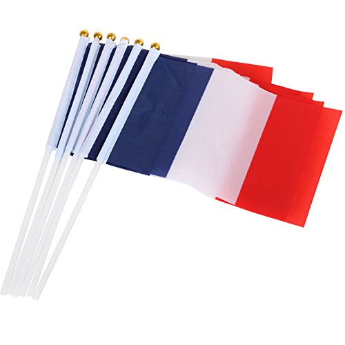 TRIXES 10 französische Handflaggen aus Nylon Frankreich feiern Fahne Fähnchen Bastille Day Feier Sport Fan Unterstützung von TRIXES