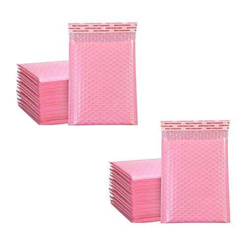 Trjgtas 100 Stück Schaumstoff-Umschläge, selbstklebend, gepolsterte Umschläge, mit Luftpolster-Versandtasche, Paket-Tasche, Rosa von Trjgtas
