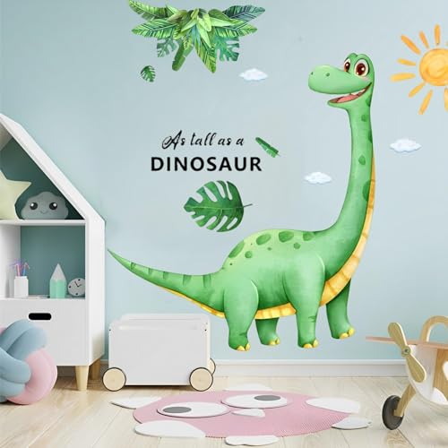 Wandtattoo Dinosaurier, Wandtattoo Kinderzimmer Junge, Wandaufkleber Sonne Grünes Blatt Wandsticker Kinderzimmer Babyzimmer Schlafzimmer Wanddeko Wohnzimmer Dekoration (So hoch wie ein dinosaurier) von Trlyane