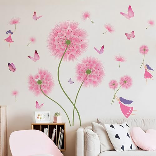 Wandtattoo Löwenzahn,Rosa Wandsticker für Kinderzimmer Mädchen,Wandtattoo Wohnzimmer,Schmetterling Pflanzen Blumen Wandaufkleber für Babyzimmer Wohnzimmer Wanddeko Wandtattoo Löwenzahn,Rosa Wandsticker für Kinderzimmer Mädchen,Wandtattoo Wohnzimmer,Schmetterling Pflanzen Blumen Wandaufkleber für Babyzimmer Wohnzimmer Wanddeko von Trlyane