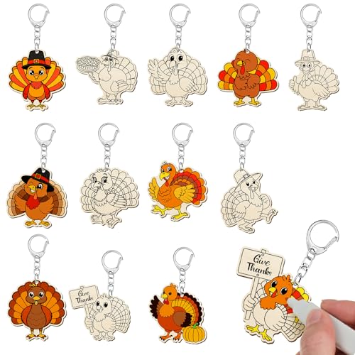 Trnayi 36 Stück Thanksgiving Truthahn Handwerk Holz Farbe Ihre eigenen Schlüsselanhänger Herbst Truthahn DIY Malgeschenke für Herbst Thanksgiving Party Favors Malerei DIY Kunst Handwerk Projekt Trnayi 36 Stück Thanksgiving Truthahn Handwerk Holz Farbe Ihre eigenen Schlüsselanhänger Herbst Truthahn DIY Malgeschenke für Herbst Thanksgiving Party Favors Malerei DIY Kunst Handwerk Projekt von Trnayi