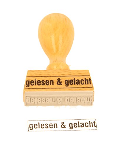 Trodat Holzstempel 'gelesen & gelacht' mit Rahmen 40x10mm, Buchenholz, Rechteckig von Trodat