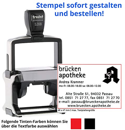 Stempel Trodat Professional 5208-68x47mm - 10-zeiliger Stempel, Metallstempel aus Edelstahl, sehr hochwertig, gleich Online gestalten!!! (Metall) von Trodat