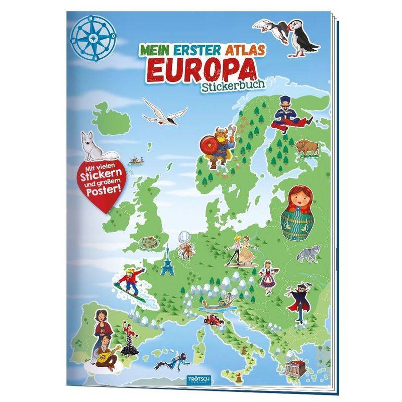 Mein Erster Atlas Europa Stickerbuch, Kartoniert (TB) von Trötsch