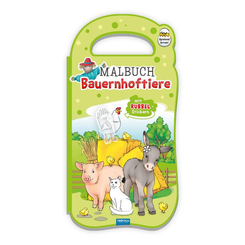 Trötsch Malbuch Mit Rubbelstickern Bauernhoftiere, Kartoniert (TB) von Trötsch