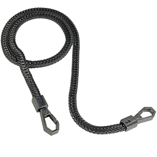 Taschenkette,Taschen Kette Flacher Kettenriemen aus Eisen, Geldbörsen-Kettenriemen, Handtaschenketten, Schulter-Cross-Body-Ersatz, Schlangenknochen-Kettenriemen mit Metallschnallen(Black,23.6") von Trohollis