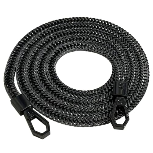 Taschenkette,Taschen Kette Flacher Kettenriemen aus Eisen, Geldbörsen-Kettenriemen, Handtaschenketten, Schulter-Cross-Body-Ersatz, Schlangenknochen-Kettenriemen mit Metallschnallen(Black,47") von Trohollis