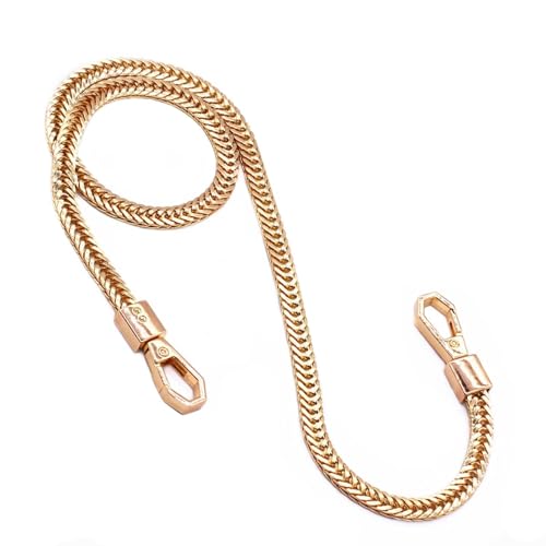 Taschenkette,Taschen Kette Flacher Kettenriemen aus Eisen, Geldbörsen-Kettenriemen, Handtaschenketten, Schulter-Cross-Body-Ersatz, Schlangenknochen-Kettenriemen mit Metallschnallen(Gold,23.6") von Trohollis