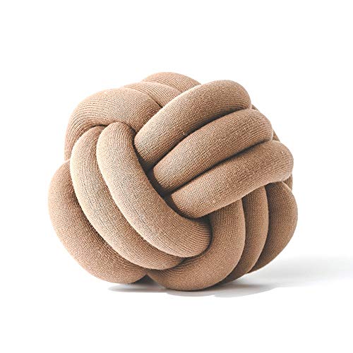 Trohollis Chunky Yarn,Wolle Zum HäKeln Dekorative Kissen Kissen Innovatives reines handgemachtes Knotenkissen personalisierte Kugelkissen für Home Automaddurchmesser 30cm(Light Coffee) von Trohollis