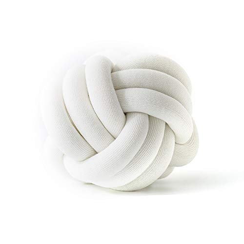 Trohollis Chunky Yarn,Wolle Zum HäKeln Dekorative Kissen Kissen Innovatives reines handgemachtes Knotenkissen personalisierte Kugelkissen für Home Automaddurchmesser 30cm(Pure White) von Trohollis