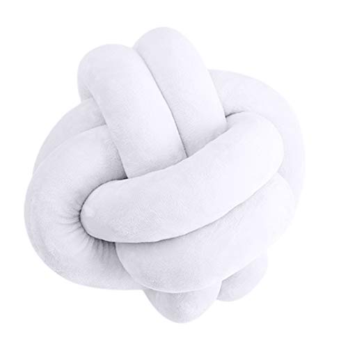 Trohollis Chunky Yarn,Wolle Zum HäKeln Kreative 18 cm geknotete Kugelkissen Wurfkissen Taille Kissen Home Schlafsofa Bett Dekoration(White) von Trohollis