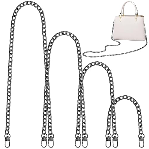 Trohollis Taschenkette,Taschen Kette 4 Größen Flacher Geldbörsen-Kettenriemen, Umhängetaschen-Ersatzriemen mit Metallschnallen(Bright Black,47.2/31.5/15.7/7.9 Inches) von Trohollis