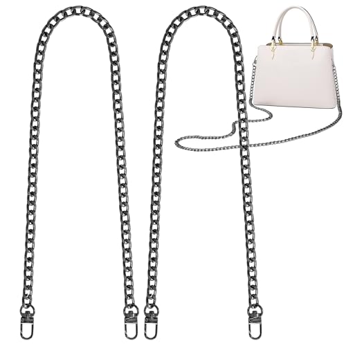 Trohollis Taschenkette,Taschen Kette 4 Größen Flacher Geldbörsen-Kettenriemen, Umhängetaschen-Ersatzriemen mit Metallschnallen(Bright Black,47.2 Inches) von Trohollis