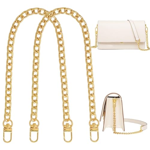 Trohollis Taschenkette,Taschen Kette 4 Größen Flacher Geldbörsen-Kettenriemen, Umhängetaschen-Ersatzriemen mit Metallschnallen(Gold,15.7 Inches) von Trohollis