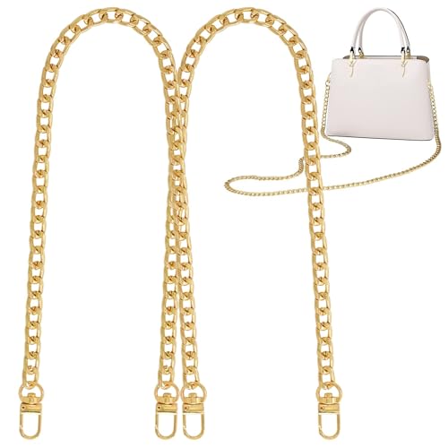 Trohollis Taschenkette,Taschen Kette 4 Größen Flacher Geldbörsen-Kettenriemen, Umhängetaschen-Ersatzriemen mit Metallschnallen(Gold,23.6 Inches) von Trohollis