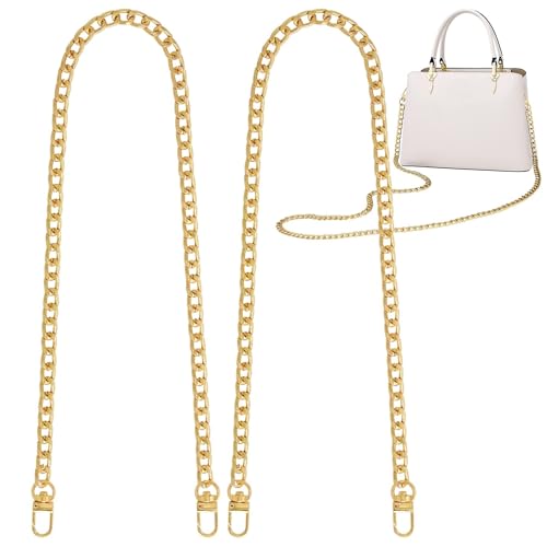 Trohollis Taschenkette,Taschen Kette 4 Größen Flacher Geldbörsen-Kettenriemen, Umhängetaschen-Ersatzriemen mit Metallschnallen(Gold,31.5 Inches) von Trohollis