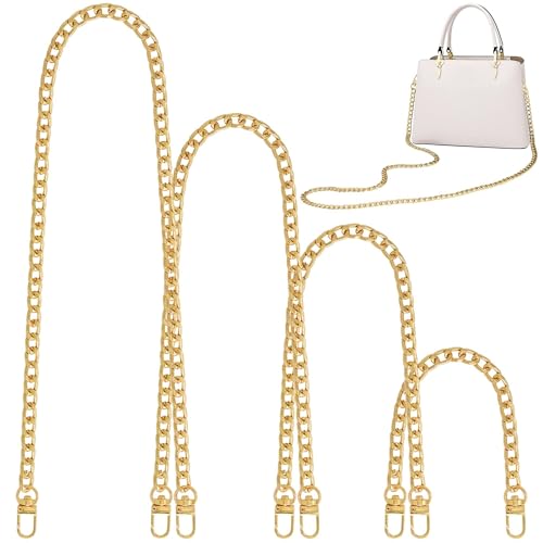 Trohollis Taschenkette,Taschen Kette 4 Größen Flacher Geldbörsen-Kettenriemen, Umhängetaschen-Ersatzriemen mit Metallschnallen(Gold,47.2/31.5/15.7/7.9 Inches) von Trohollis