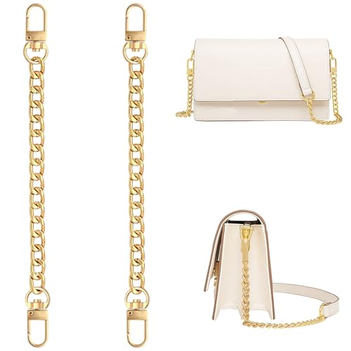 Trohollis Taschenkette,Taschen Kette 4 Größen Flacher Geldbörsen-Kettenriemen, Umhängetaschen-Ersatzriemen mit Metallschnallen(Gold,7.9 Inches) von Trohollis