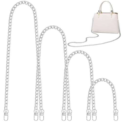 Trohollis Taschenkette,Taschen Kette 4 Größen Flacher Geldbörsen-Kettenriemen, Umhängetaschen-Ersatzriemen mit Metallschnallen(Silver,47.2/31.5/15.7/7.9 Inches) von Trohollis