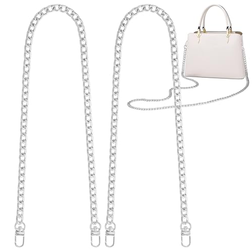 Trohollis Taschenkette,Taschen Kette 4 Größen Flacher Geldbörsen-Kettenriemen, Umhängetaschen-Ersatzriemen mit Metallschnallen(Silver,47.2 Inches) von Trohollis