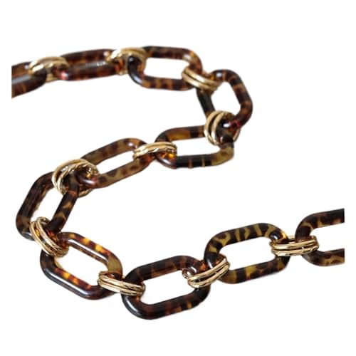 Trohollis Taschenkette,Taschen Kette Frau Handtasche Zubehör Teile Weiße Acrylharzkette Leopard Strap Frauen Schulterkupplungsketten(Leopard Print 45cm) von Trohollis