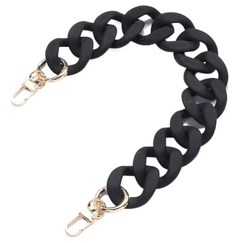 Trohollis Taschenkette,Taschen Kette Large Flat Chain Strap - Acrylic Luxury Handbag Strap Fashionable Replacement Purse Clutches Handles for DIY Crafts, 15.7 inch of Each(Black) von Trohollis