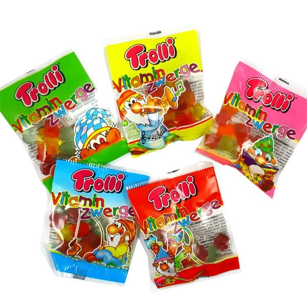 Trolli Vitamin Zwerge, 1x 10g Tütchen, bunte Fruchtgummi-Zwerge mit Vitaminen