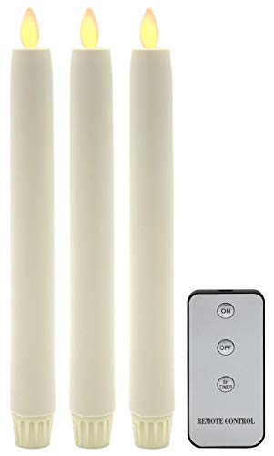 Tronje 3er Set LED Stabkerzen 24cm Ivory-Creme 5h-Timer Kunstkerze Tafelkerze bewegliche flackernde Flamme Bruchsicher von Tronje