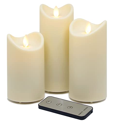 Tronje LED Outdoor Kerzen - 3er Set mit Timer u. Fernbedienung - 13/15/18cm Stumpenkerzen Creme - beweglicher Flamme - IP44 UV Hitzebeständig Tronje LED Outdoor Kerzen - 3er Set mit Timer u. Fernbedienung - 13/15/18cm Stumpenkerzen Creme - beweglicher Flamme - IP44 UV Hitzebeständig von Tronje