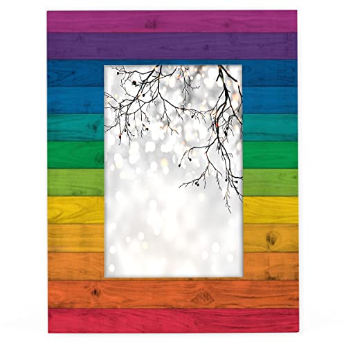 Bilderrahmen aus Holz, 35,6 x 27,9 cm, Regenbogenfarben, für Tisch- und Wandmontage von TropicalLife