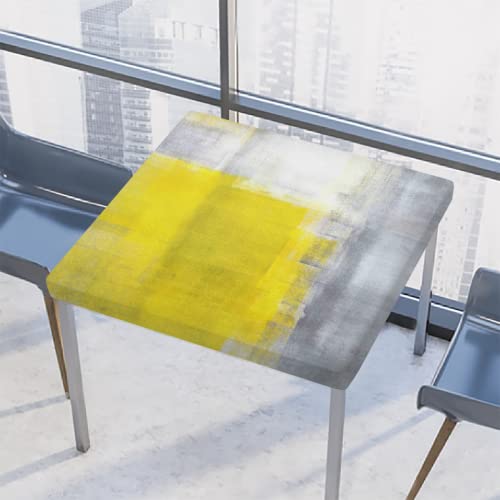 Quadratische Tischdecke Gelb Grau Ölkunst Gemälde Spannbetttischdecke mit elastischem Rand Wasserdichte Polyester Fitted Tischabdeckung für Indoor Outdoor Party Patio Dekor, 86,4 x 86,4 cm Quadratische Tischdecke Gelb Grau Ölkunst Gemälde Spannbetttischdecke mit elastischem Rand Wasserdichte Polyester Fitted Tischabdeckung für Indoor Outdoor Party Patio Dekor, 86,4 x 86,4 cm von TropicalLife