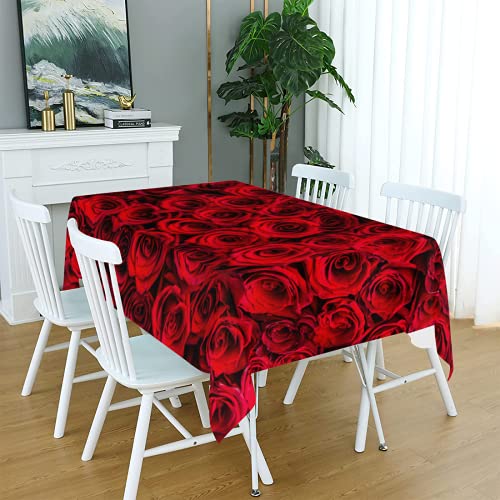 Rechteckige Tischdecke mit schönem Rosenmuster, aus Polyester, dekorativ für Küche, Esszimmer, Party, Outdoor, Kaffee, Bar, knitterfreie Tischdecke von TropicalLife