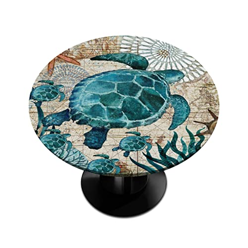 Runde Tischdecke mit Meerestier-Schildkröte, elastisch, abwischbare Kanten, für Party, Küche, Esszimmer, 91,4 cm - 106,7 cm Runde Tischdecke mit Meerestier-Schildkröte, elastisch, abwischbare Kanten, für Party, Küche, Esszimmer, 91,4 cm - 106,7 cm von TropicalLife