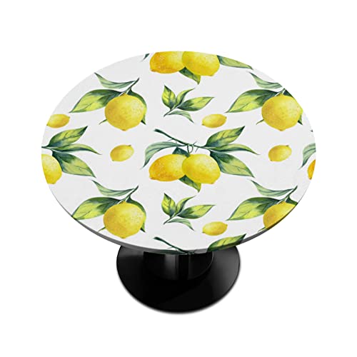 Runde Tischdecke mit Zitronen-Motiv, elastisch, abwischbare Kanten, für Party, Küche, Esszimmer, 91,4 cm - 106,7 cm von TropicalLife