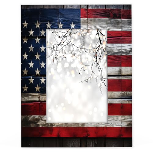 TropicalLife Holz-Bilderrahmen, 25,4 x 20,3 cm, amerikanische Flagge, Holz, Retro-Bilderrahmen, stehend oder wandmontierbar, zum Aufhängen an der Wand, Tischgeschenk von TropicalLife