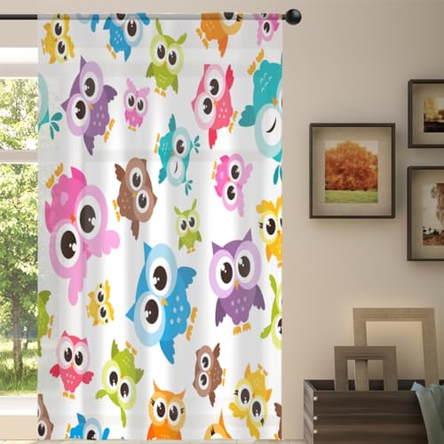 TropicalLife Voile-Vorhänge mit lustigen Eulen, transparent, 139,7 x 213 cm, Tiere, Eulen, Vorhang für Wohnzimmer, Schlafzimmer, Küche, Zuhause, Türdekoration, Vorhänge TropicalLife Voile-Vorhänge mit lustigen Eulen, transparent, 139,7 x 213 cm, Tiere, Eulen, Vorhang für Wohnzimmer, Schlafzimmer, Küche, Zuhause, Türdekoration, Vorhänge von TropicalLife