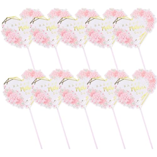 Tortenaufsätze "Happy Mother's Day", goldfarbene Glitzer, dekorativ, für Muttertag, Mutter, 10 Stück von Trredrins