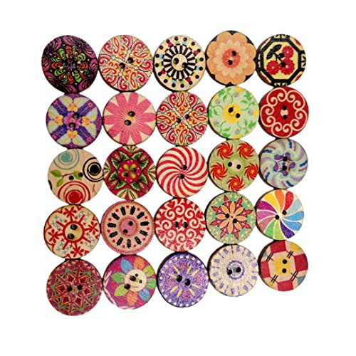 100pcs runde dekorative hölzerne Knöpfe gemischte hölzerne, verschiedene Knöpfe zum Nähen von Schrottbüchern DIY-Nähtätigkeitskleidungsdekoration 20mmwooden von Trrymbbe