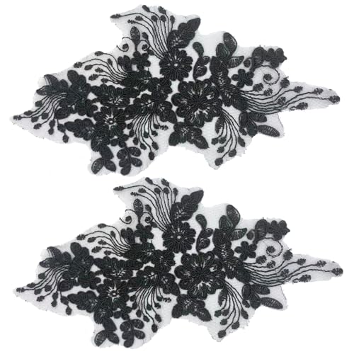2pcs Spitzenapplikation, 11, 4 x 5, 5 Zoll Polyester Blumenapplikation, Stickfelder für Hochzeitskleidernähung, Handwerks -DIY, Kleidung, Haarverzierungen von Trrymbbe