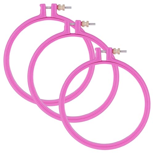 3 Zoll Stickerei, 3pcs Plastikstickgeräte Set, farbenfrohe runde Stich -Reifenringe für DIY -Handwerk, Kreuzstich, Kreuzzubehör (zufällige Farbe) von Trrymbbe