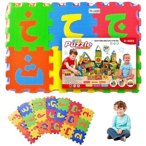 36 Fliesen Puzzle Teppich, 31x31 Eva Foam Play Matte ineinandergreifende Boden arabische Alphabet -Rätsel für Spiel und Bewegung für Babys und Kleinkinder Babymatte für Boden von Trrymbbe