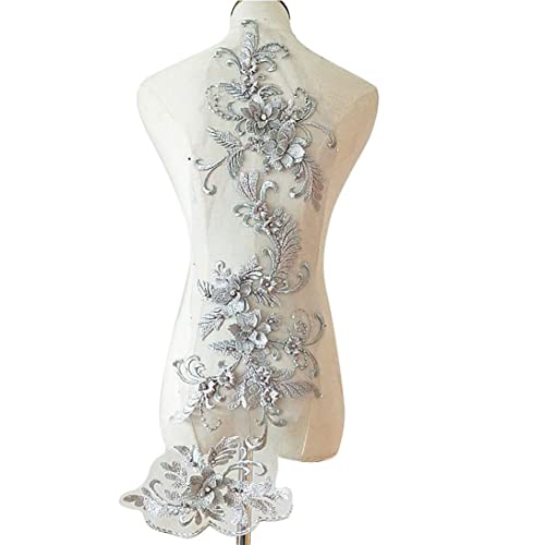 Blumenspitzenapplikation 3D Perlen Motiv Brida Hochzeitskleid Flecken Aufkleber zum Nähen grau Blumenspitzenapplikation 3D Perlen Motiv Brida Hochzeitskleid Flecken Aufkleber zum Nähen grau von Trrymbbe