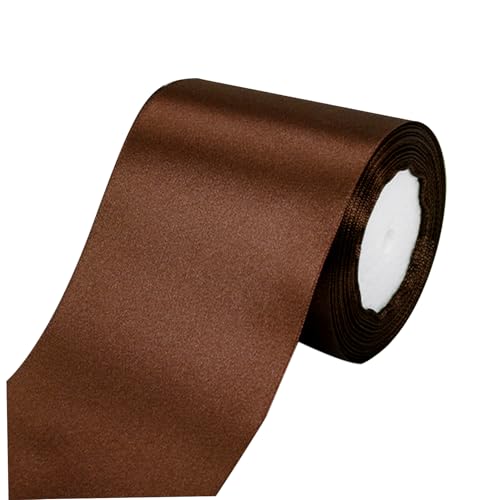 Braun Wired Ribbon 4 Zoll 24 Meter Länge Vintage Braunes Satinband Lustige DIY große Schleife machen dunkle Dacron -Seide für Partydekoration von Trrymbbe