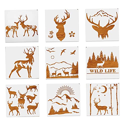 Forest Deer Mountain Schablone Plastik Zeichnen Tiervorlagen DIY -Malerei Schablonen Waldhirschschablonen von Trrymbbe