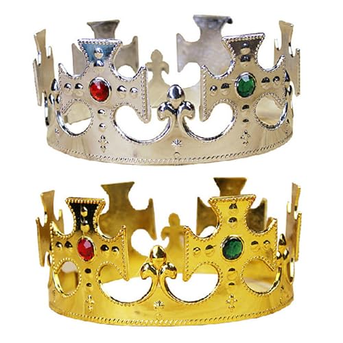 Trrymbbe 2PCS King und Queen Crown Set Verstellbare Gold Queen & King Crown Leichtes Plastik Royal Kostümzubehör für Geburtstagsfeier Gold & Silber Kronen für Männer Trrymbbe 2PCS King und Queen Crown Set Verstellbare Gold Queen & King Crown Leichtes Plastik Royal Kostümzubehör für Geburtstagsfeier Gold & Silber Kronen für Männer von Trrymbbe
