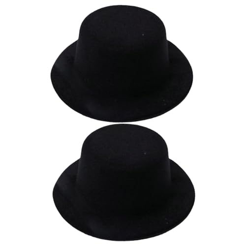 Trrymbbe Mini Top Hut 2pcs 5x2 Zoll Tiny Top Hat Black Plüsch Kleiner DIY-freundlicher Mini-Hüte für Handwerk, Puppenhüte, Haustier, Weinflaschenstoppermini von Trrymbbe