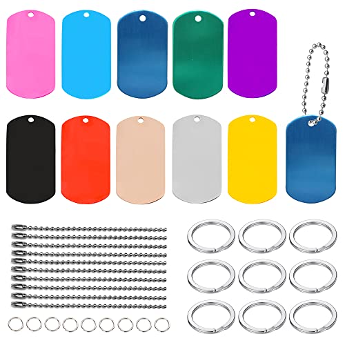 Trsnzul Gravier Rohlinge 20 Stücke Blank Stamping Tag Charms Glatt Blanko Tags Anhänger Charms Metall-Stempelrohlinge Rechteckig für Anhanger Charms Erkennungsmarken mit Zubehör von Trsnzul