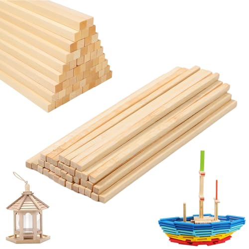 Trsnzul Holzstäbe Quadratisch 50 Stück Holzstäbchen zum Basteln Holzleisten Quadratisch Hartholzstäbchen zum Basteln Holzstäbe für Dekoration, Basteln, Holzarbeiten, DIY (30.5 * 0.3 * 0.3CM) von Trsnzul