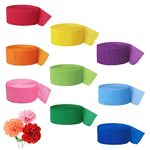 Trsnzul Krepppapier Bunt 9 Rollen Kreppbänder Regenbogen Krepppapier Streamer Krepp-Bänder Krepppapier Bänder Party Luftschlangen Kreppdeko 9 Farben Krepppapier für Deko Party Feier Dekoration von Trsnzul